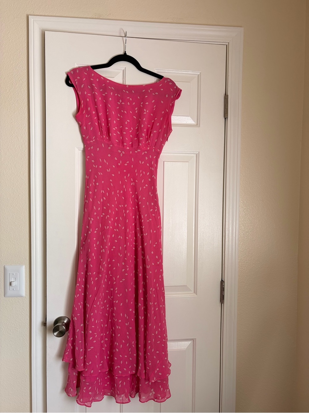 Pink Cap-Sleeve Midi Dress